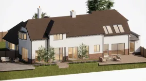 Coldharbour - Tonbridge - Concept - Axonometric Glass barn conversion