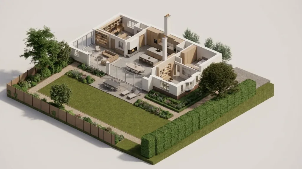 Coldharbour - Tonbridge - Residential Extension - axo render 1