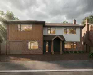 Loampits - Tonbridge, Kent - Residential Extension - External CGI Side Extension timber cladding