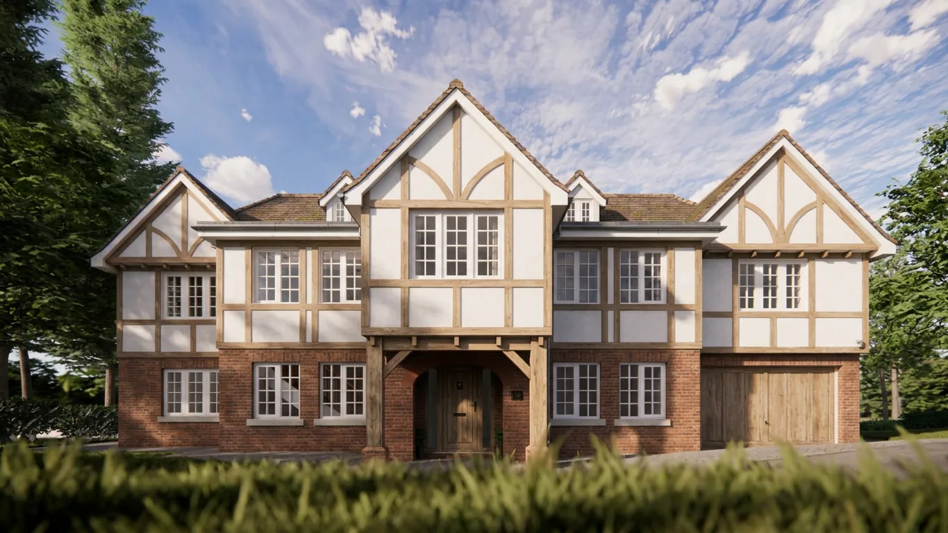 Springfield - Oxted - New Build - Front render tudor oak frame hero