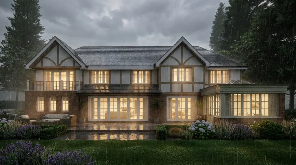 Springfield - Oxted - New Build - Rear view atmospheric CGI photorealistic