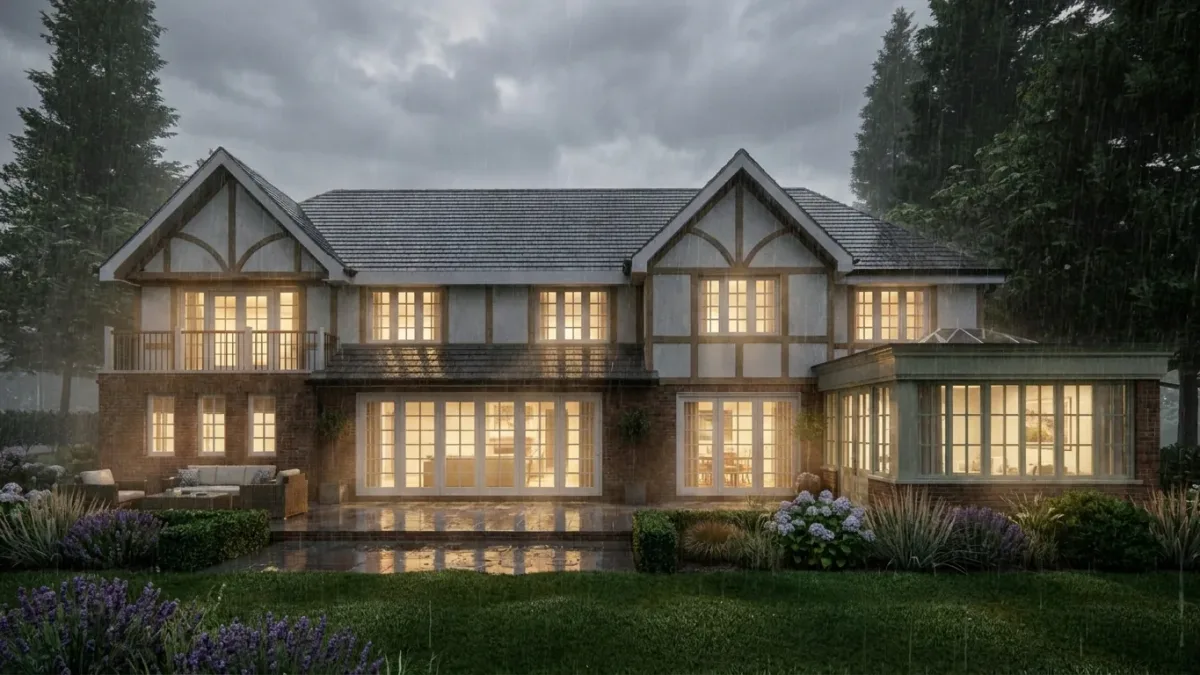 Springfield - Oxted - New Build - Rear view atmospheric CGI photorealistic